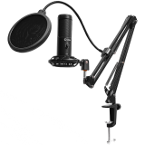 LORGAR Voicer 931, Gaming Microphone, Black, USB condenser microphone with boom arm stand, pop filter, tripod stand. including 1* microphone, 1*Boom Arm Stand with C-clamp, 1*shock mount, 1*pop filter, 1*windscreen cap, 1*2.5m type-C USB cable, 1* Extr...
