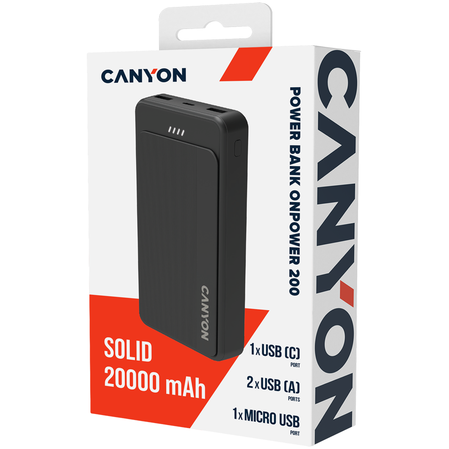 CANYON power bank OnPower 200 20000mAh Black
