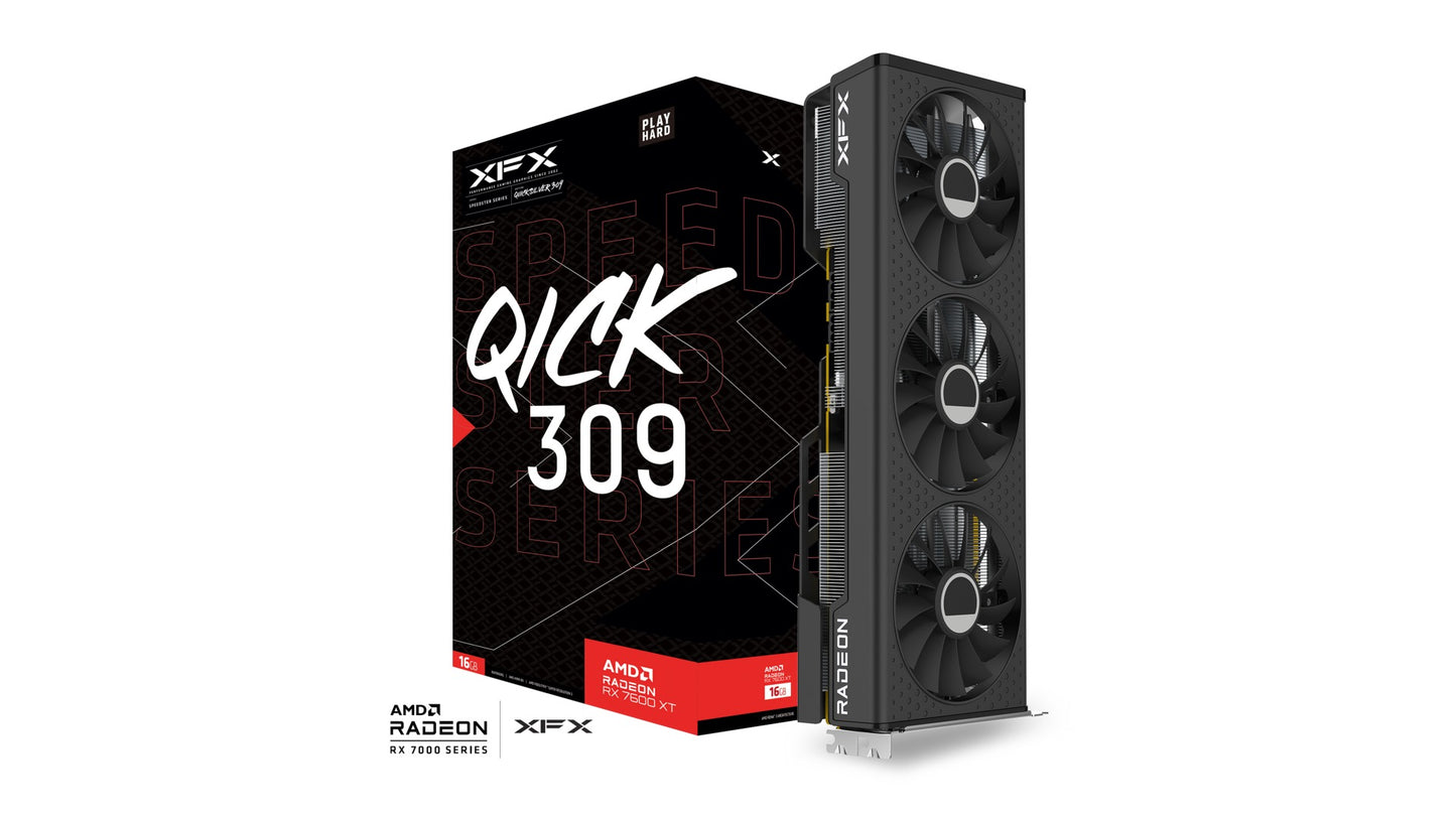 XFX SPEEDSTER QICK309 RADEON RX 7600XT QICK Gaming Graphics Card with 16GB GDDR6 HDMI 3xDP, AMD RDNA™ 2