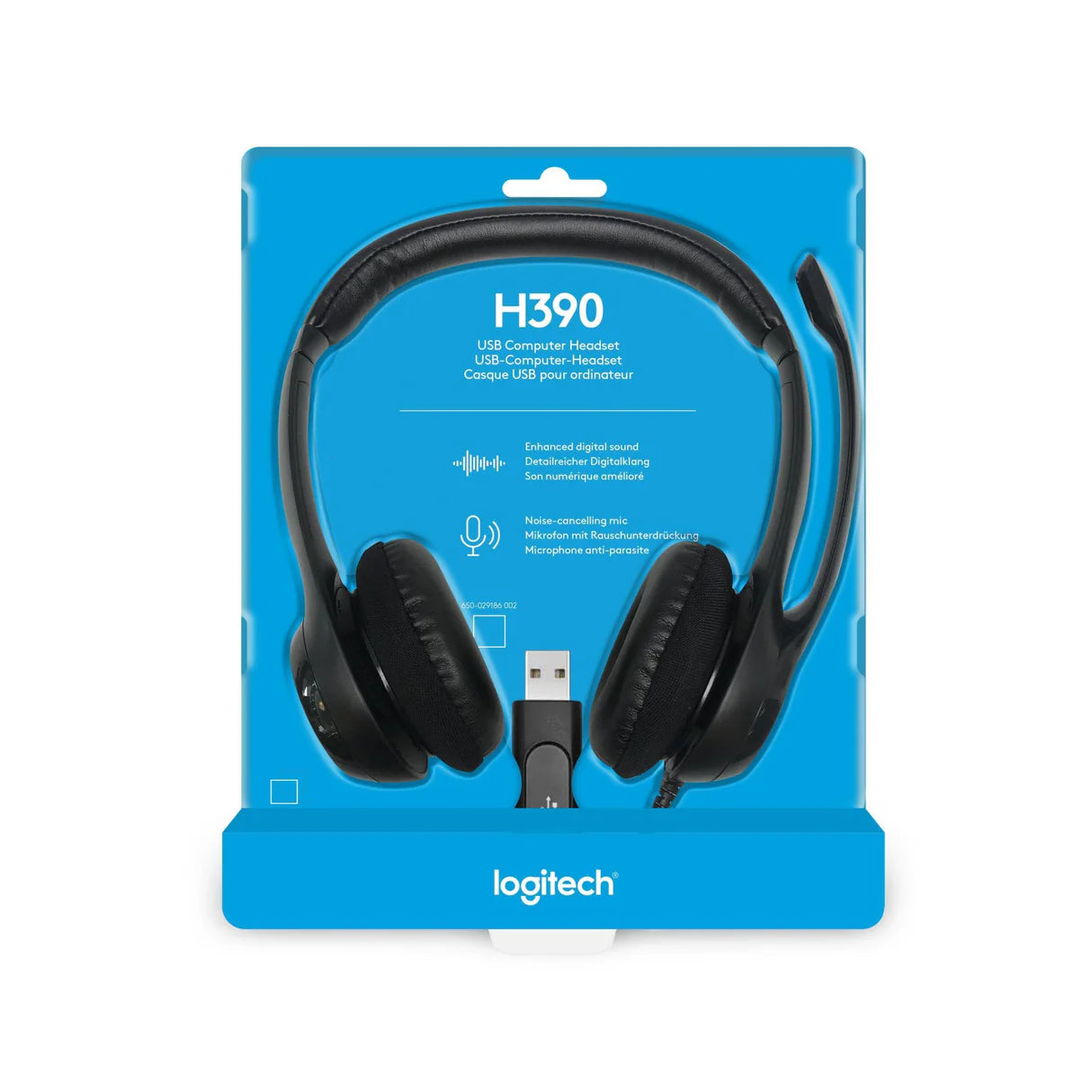 LOGITECH H390 Corded Headset - BLACK - USB