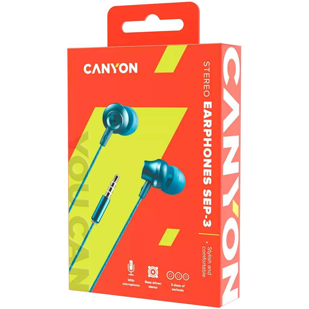 CANYON headphones SEP-3 Mic 1.2m Blue Green