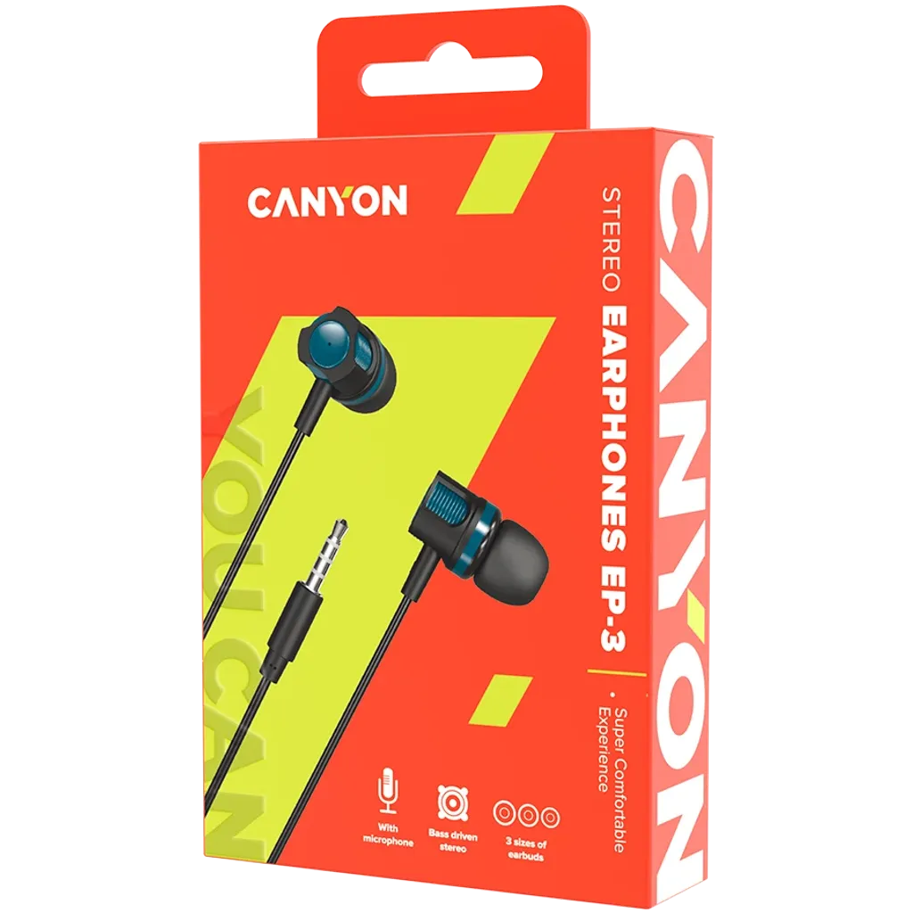 CANYON headphones EP-3 Mic 1.2m Green