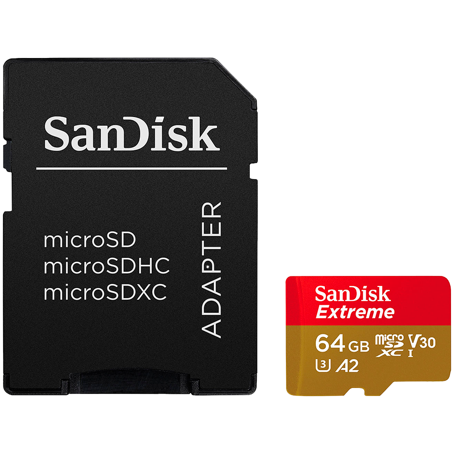 SANDISK Extreme microSDXC 64GB + SD Adapter + 1 year RescuePRO Deluxe