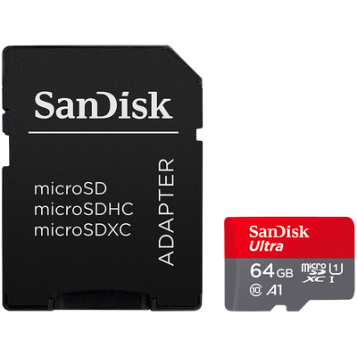 SANDISK Ultra microSDXC 64GB + SD Adapter 140MB/s A1 Class 10 UHS-I