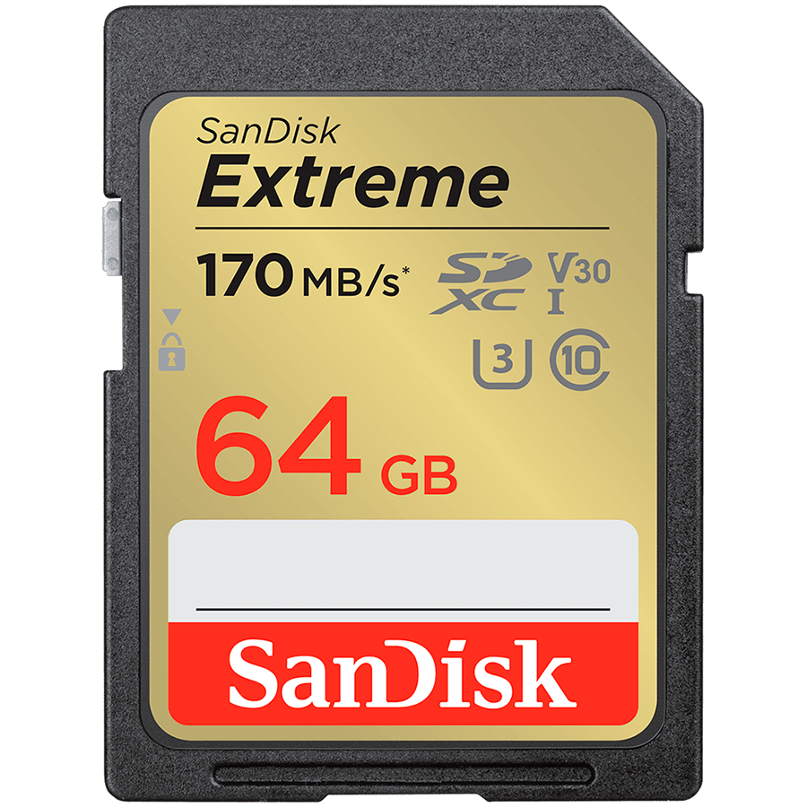 SANDISK Extreme 64GB SDXC Memory Card + 1 year RescuePRO