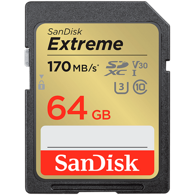 SANDISK Extreme 64GB SDXC Memory Card + 1 year RescuePRO