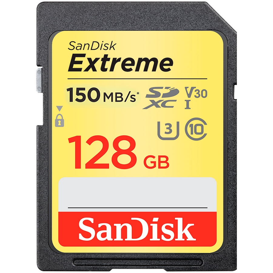 SANDISK Extreme 128GB SDXC Memory Card + 1 year RescuePRO Deluxe