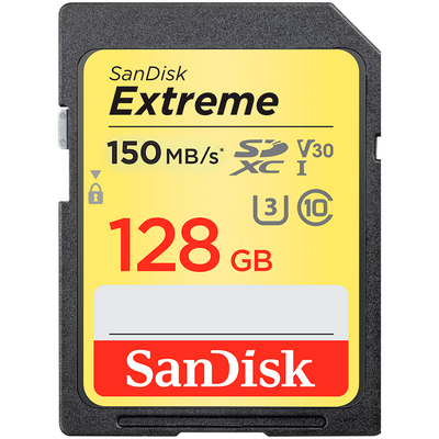 SANDISK Extreme 128GB SDXC Memory Card + 1 year RescuePRO Deluxe