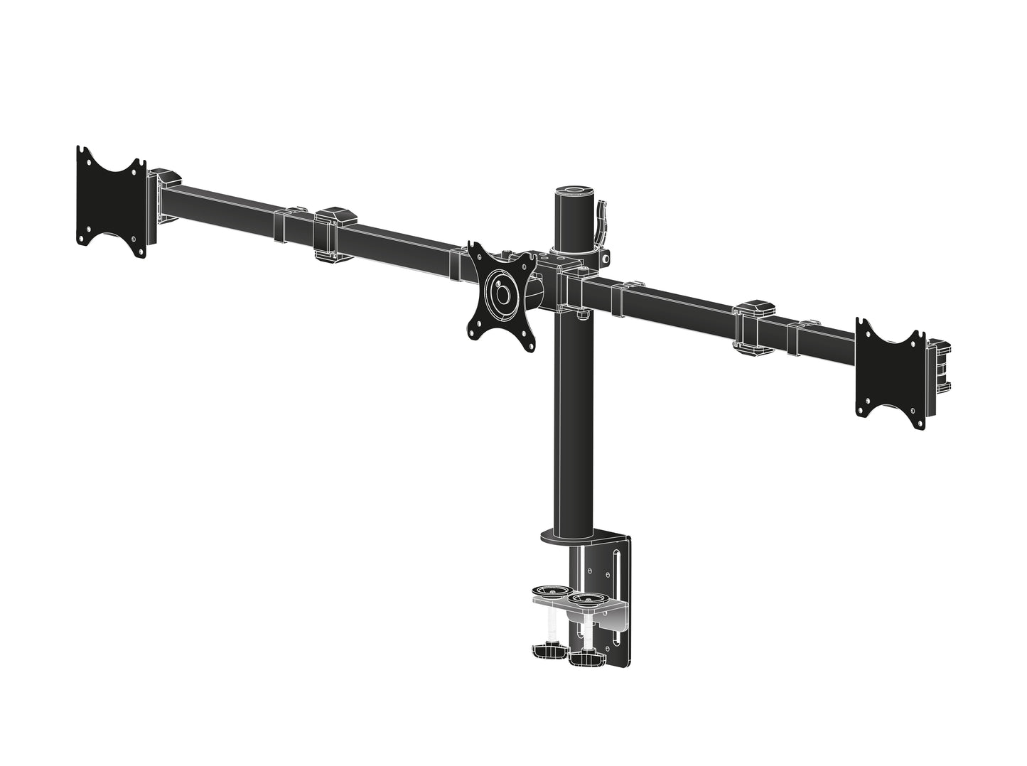 Simple and functional triple desktop arm DS1003C-B1