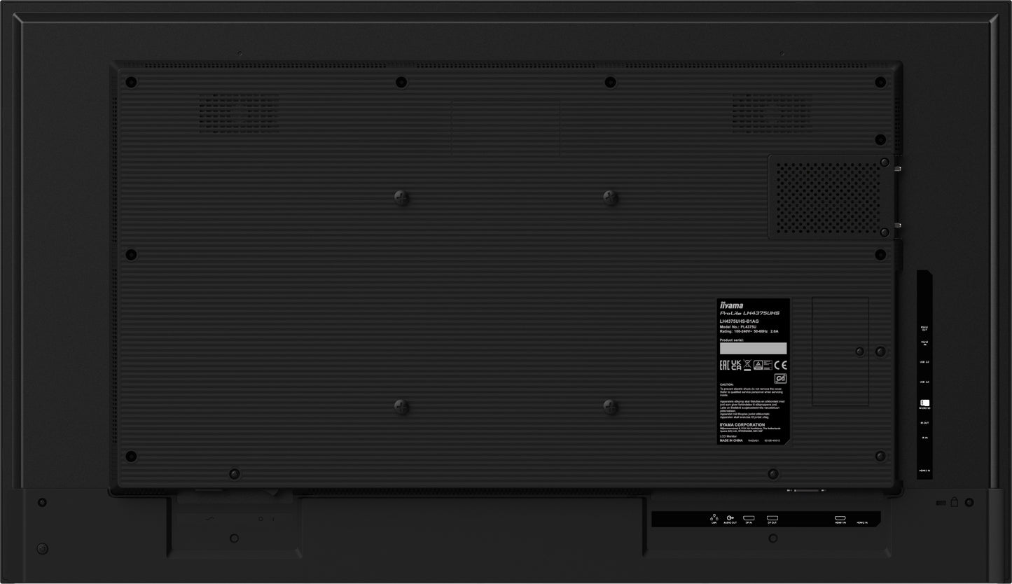 IIYAMA LFD LH5075UHS-B1AG 50" 4K UHD VA 3840 x 2160 @60Hz 500 cd/m² 5000:1 9.5ms Android 11 OS, iiSignage², FailOver, EShare landscape, portrait