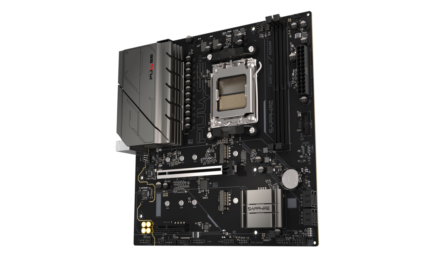 SAPPHIRE AMD PULSE A620AM Ryzen R3/R5, 2x DDR5, PCIE 4, 1x M.2 Gen4, 1x M.2 Gen3, LAN 1 Gbps, USB, MATX