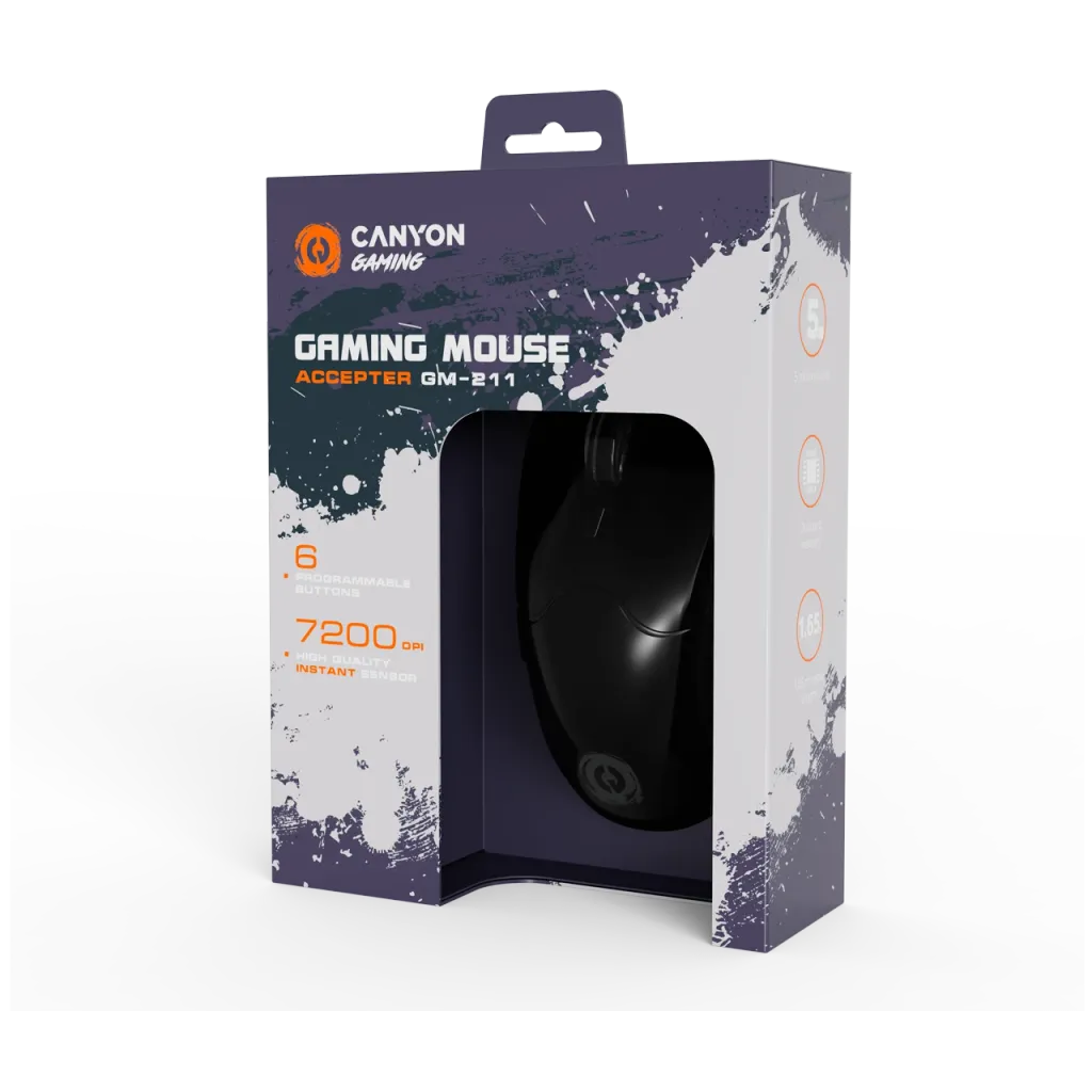 CANYON mouse  Accepter GM-211 RGB 6buttons Wired Black
