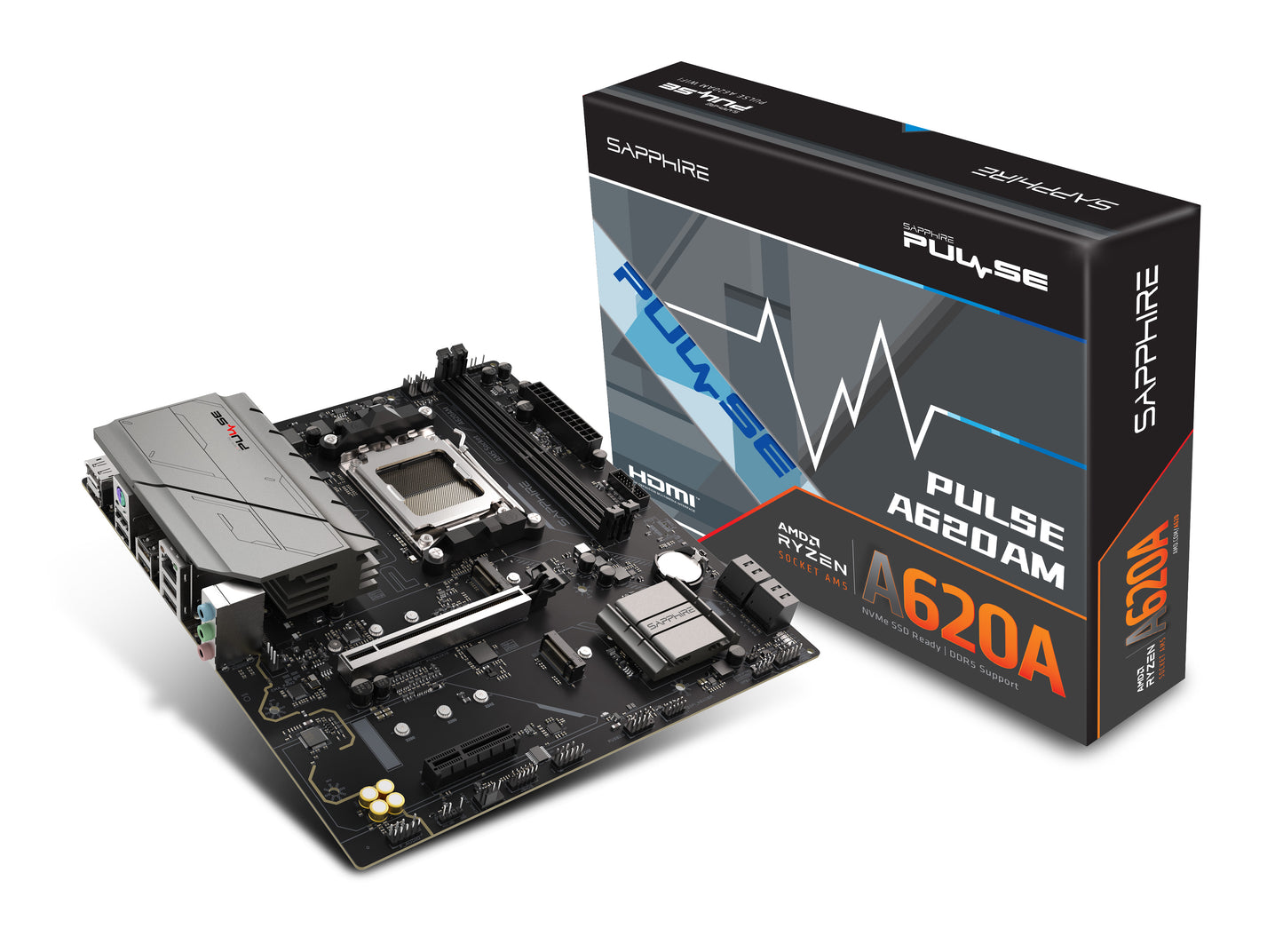 SAPPHIRE AMD PULSE A620AM Ryzen R3/R5, 2x DDR5, PCIE 4, 1x M.2 Gen4, 1x M.2 Gen3, LAN 1 Gbps, USB, MATX