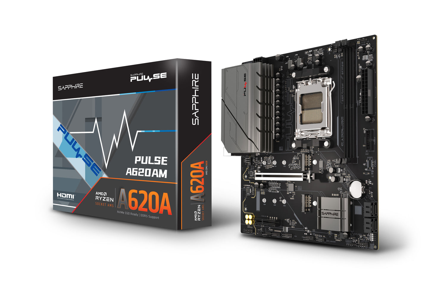 SAPPHIRE AMD PULSE A620AM Ryzen R3/R5, 2x DDR5, PCIE 4, 1x M.2 Gen4, 1x M.2 Gen3, LAN 1 Gbps, USB, MATX