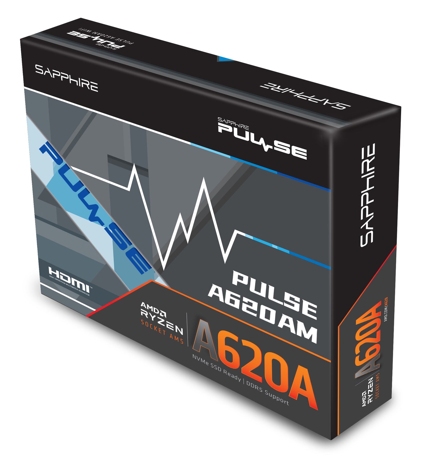 SAPPHIRE AMD PULSE A620AM Ryzen R3/R5, 2x DDR5, PCIE 4, 1x M.2 Gen4, 1x M.2 Gen3, LAN 1 Gbps, USB, MATX